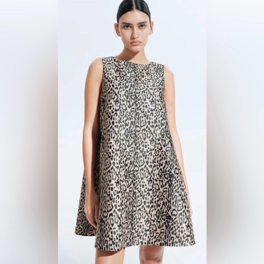 H&M Leopard Print Sleeveless Mini Dress in Beige and Black video
